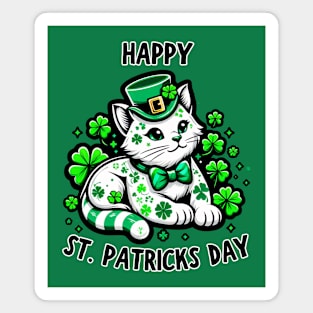 Shamrock Irish Cat Graphic Saint Patrick Day for Cat Lovers Magnet